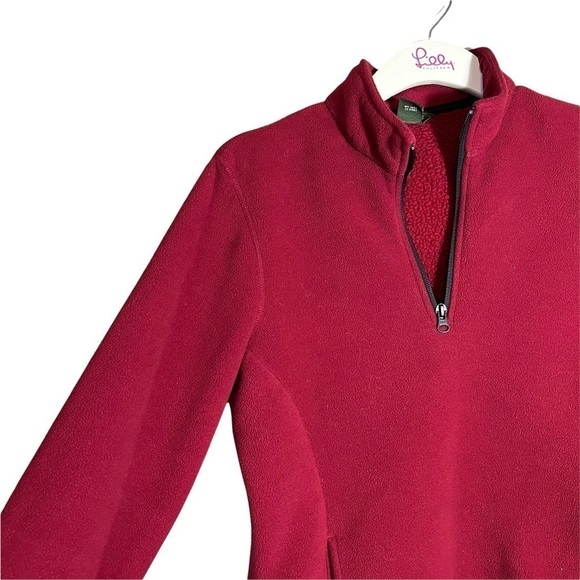Eddie Bauer 2000’S Red 1/2 Zip Fleece Pullover Cozy Sweatshirt Size Small - Picture 6 of 16